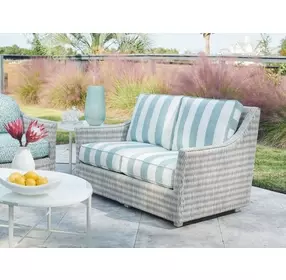 Seabrook Blue and White Outdoor 58" Loveseat