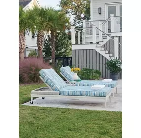 Seabrook Blue and Gray Outdoor 83" Chaise Lounge