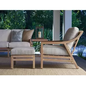 Stillwater Cove Blue Upholstered Rectangular Outdoor Ottoman