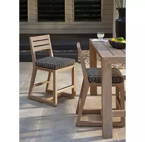 Stillwater Cove Black Upholstered Outdoor Counter Height Stool