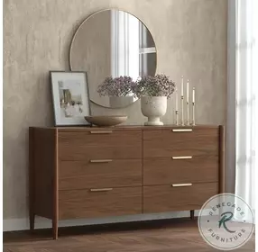 Sinclair Walnut 6 Drawer Dresser