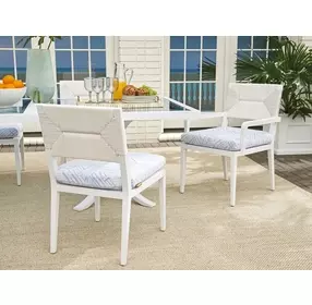 Ocean Breeze Promenade Blue Upholstered Outdoor Arm Chair