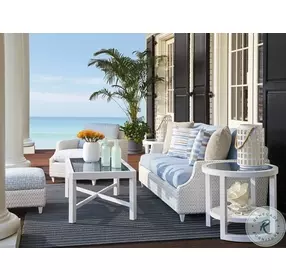 Ocean Breeze Promenade White Outdoor Rectangular Cocktail Table
