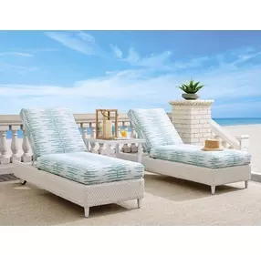Ocean Breeze Promenade Blue and White Outdoor 82" Chaise