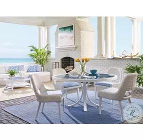 Ocean Breeze Promenade White Outdoor Round 56" Dining Table