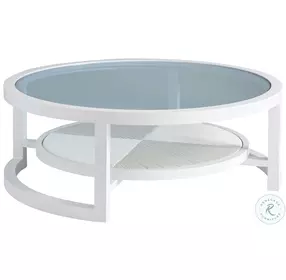 Ocean Breeze Promenade White Outdoor Round Occasional Table Set