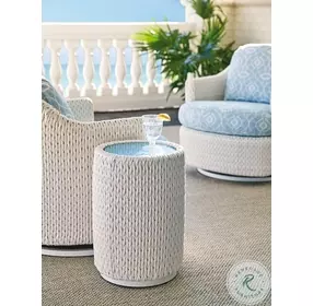 Ocean Breeze Promenade White Outdoor Accent Table