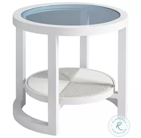 Ocean Breeze Promenade White Outdoor Round End Table
