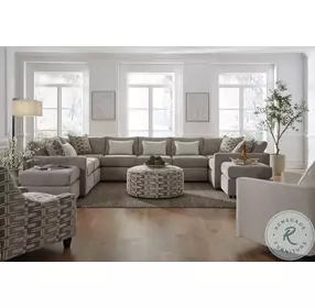 Nolte Pebble Brown and Gray Upholstered Round Cocktail Ottoman