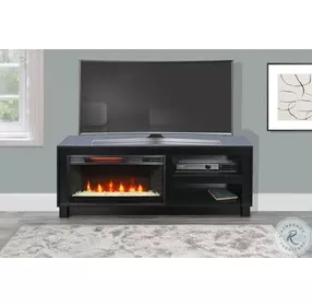 Napa Hearth Black Oak Melamine 56" Media Console with Crystal Fireplace Insert