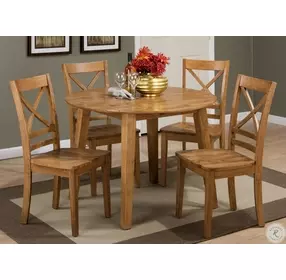 Simplicity Honey Round Drop Leaf Dining Table