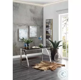 Tioga Espresso And Brushed Chrome Metal Writing Desk