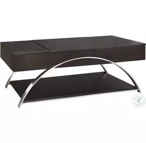 Tioga Espresso And Brushed Chrome Metal Lift Top Occasional Table Set