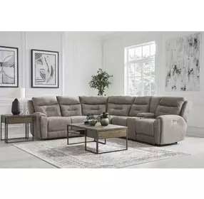 Point Break Mushroom 6 Piece Modular Triple Power Reclining Sectional with Console and USB Charging