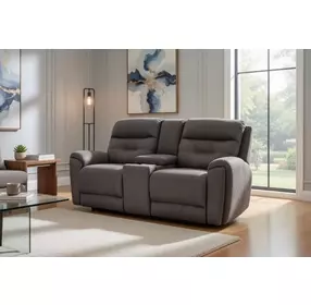 Point Break Brown 90" Triple Power Reclining Sofa with Drop Down Tray Table and USB Charging
