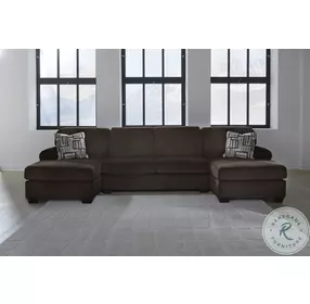 Landsings Chocolate 3 Piece Modular Sectional with Double Chaise