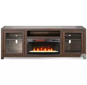Hearthwood Haven Dark Brown 112" Media Wall with Crystal Fireplace Insert