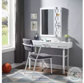 Cargo Gray Fabric and White Office Chair