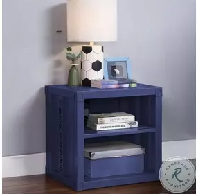 Cargo Blue Nightstand with USB Charging