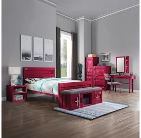 Cargo Red Rectangular Vanity Mirror with Storage