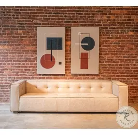 Portia Vintage Cream Italian Leather Sofa