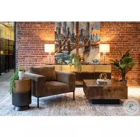 St. George Oxidized Brass Industrial 15" Side Table