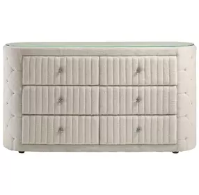 Sonya Ivory Upholstered 6 Drawer Dresser