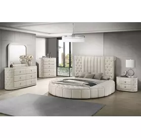 Sonya Ivory Upholstered 6 Drawer Dresser with Mirror