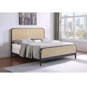 Lanewood Black Open Cane Webbing King Metal Bed