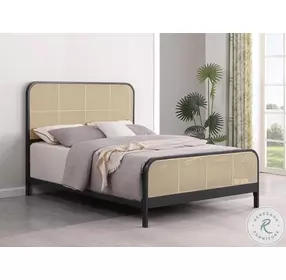 Lanewood Black Open Cane Webbing Queen Metal Bed