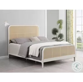 Lanewood White Open Cane Webbing Queen Metal Bed