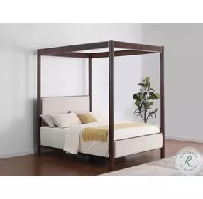 Zimmerlee Rust Brown King Upholstered Metal Canopy Bed