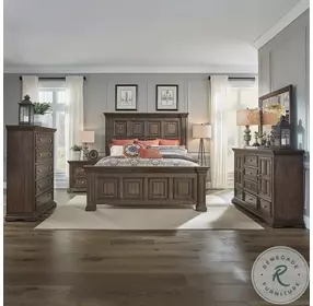 Big Valley Heavy Distressing Brownstone King Panel Bed