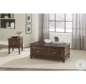 Minot Brown Cherry Lift Top Drawer Cocktail Table