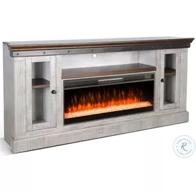 Industrial Comfort Gray 128" Entertainment Wall with Electric Fireplace