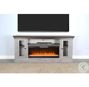 Industrial Comfort Gray 82" TV Stand with Electric Crystal Fireplace