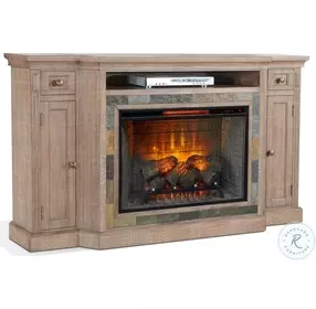Ember Grace Natural 72" Media Console with Electric Fireplace