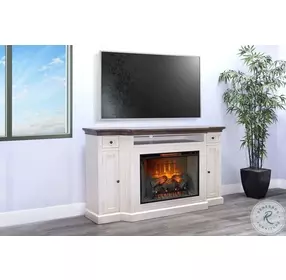 Cozy Luxe White 72" Media Console with Electric Fireplace