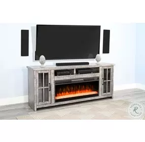Crystal Ember Gray 79" Media Console with Electric Fireplace