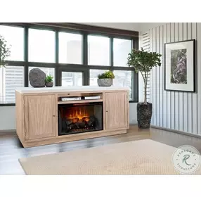 Emberline Light Gray 78" Media Console with Electric Fireplace