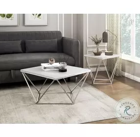 Alfeo Silver And White End Table