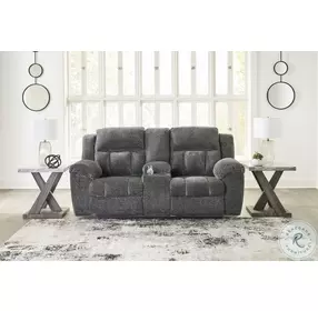 Frohn Graphite Double Reclining Console Loveseat