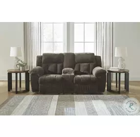 Frohn Chocolate Double Reclining Console Loveseat