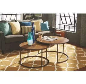Soho Khaki Travertine Round Cocktail Table