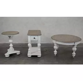 Jameson Pale Taupe and Antique Oak Rectangular Chairside Table