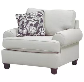 Awesome Oatmeal Beige Performance Fabric Upholstered Accent Chair with Pillow