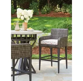 Cypress Point Ocean Terrace Purple and White Upholstered Outdoor Bar Stool