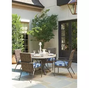 Cypress Point Ocean Terrace Blue and White Upholstered Outdoor Dining Chair