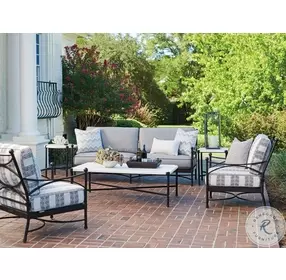 Pavlova Soft Ivory And Slightly Textured Graphite Outdoor Rectangular Cocktail Table