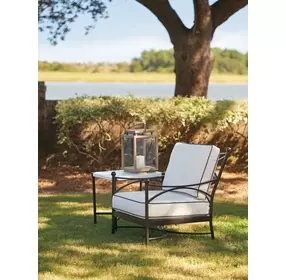 Pavlova Black and White Performance Fabric Upholstered Outdoor Lounge Chair